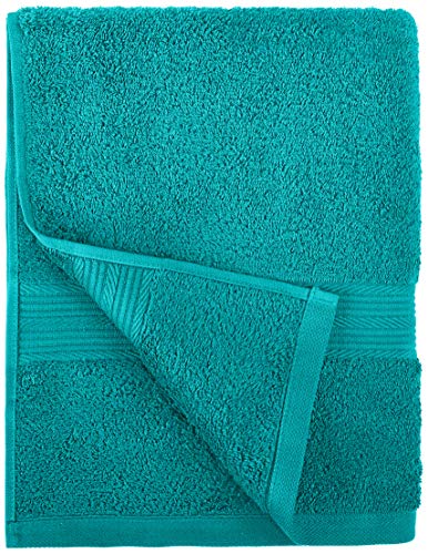 Amazon Basics 6-Piece Fade Resistant Bath towel, Hand and Washcloth Set - Cotton, Teal, 14.25"L x 10.85"W