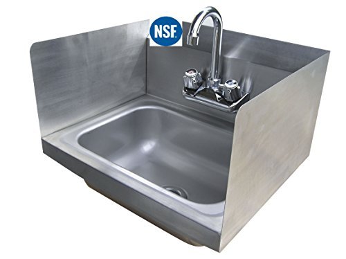 Stainless Steel Hand Sink with Side Splash - NSF - Commercial Equipment 16" X 16"