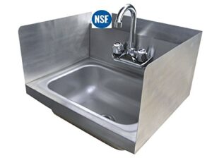stainless steel hand sink with side splash - nsf - commercial equipment 12" x 12"
