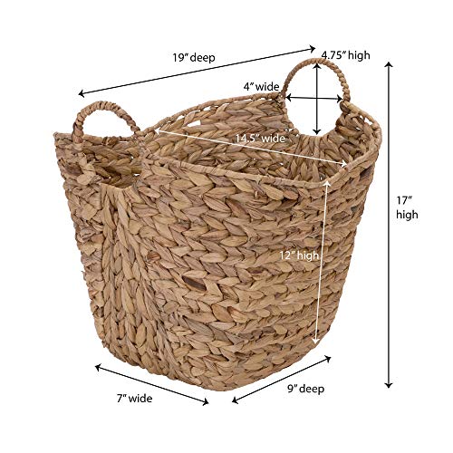 Household Essentials ML-4002 Tall Water Hyacinth Wicker Basket with Handles | Natural, Brown, Natural