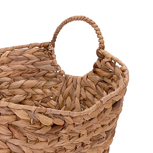 Household Essentials ML-4002 Tall Water Hyacinth Wicker Basket with Handles | Natural, Brown, Natural