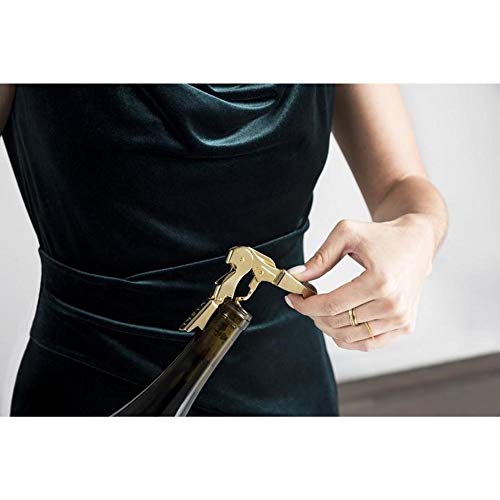 Viski 24k Gold Plated Signature Double Hinged Corkscrew Wine Bottle Opener and Foil Cutter, Waiter’s Corkscrew Wine Key, 4.75"