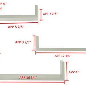 EWEI'S HomeWares 3 Floating U Shelves,8.5" D x 17.9" W x 4.6" H, White