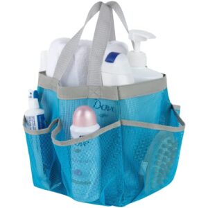 7 pocket shower caddy tote, blue - keep your shower essentials within easy reach. shower caddies are perfect for college dorms, gym, shower, swimming and travel. mesh allows water to drain easily.