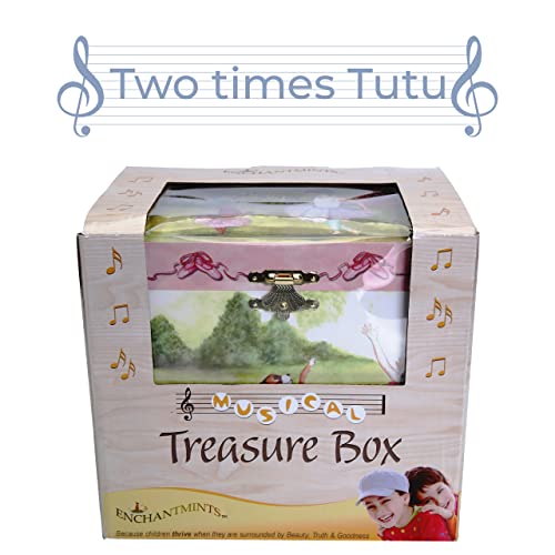 Enchantmints Two Time TuTu Jewelry Box for Girls Musical – Kids Treasure Box with 4 Pullout Drawers & Spinning Ballerina Figurine – Play Beautiful Dreamer Tune