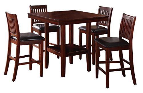 Homelegance Galena 5-Piece Counter Height Dining Set, Cherry