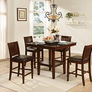 Homelegance Galena 5-Piece Counter Height Dining Set, Cherry