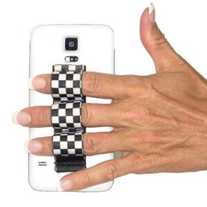 lazy-hands 3-loop phone grip - fits most - black/white checkers