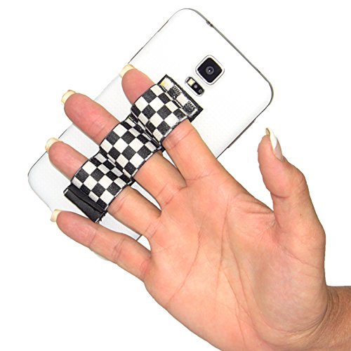 LAZY-HANDS 3-Loop Phone Grip - FITS Most - Black/White Checkers