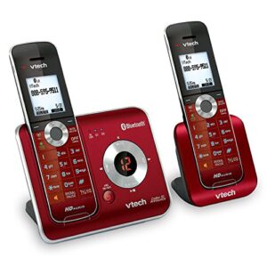 VTech DS6421-26 2-Handset Dect 6.0 Cordless Phone with Bluetooth Connect to Cell, Digital Answering System and Caller ID, Expandable Up to 12 Handsets, Red