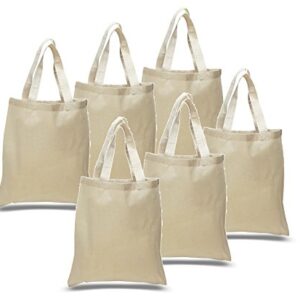 Set of 6 Blank Cotton Tote Bags Reusable 100% Cotton Reusable Tote Bags Natural