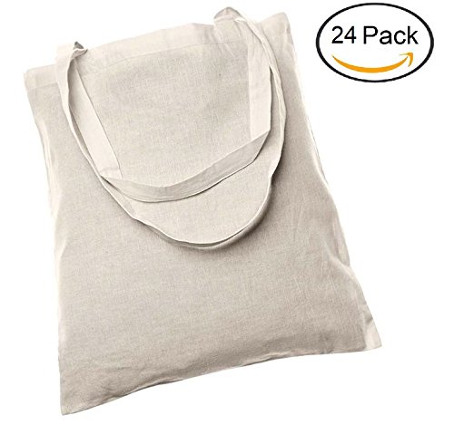 Set of 24 Blank Cotton Tote Bags Reusable 100% Cotton Reusable Tote Bags (2 dozen)