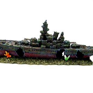 CORISRX BEST OF YOUR LIFESTYLE Dr. Moss Warship Cave Aquarium Ornament L 49cm - Navy Battleship Ship Decor Shipwreck PET