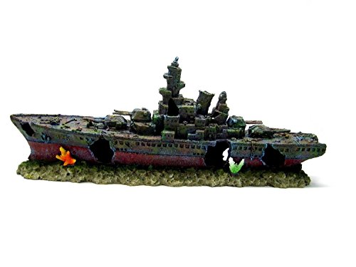 CORISRX BEST OF YOUR LIFESTYLE Dr. Moss Warship Cave Aquarium Ornament L 49cm - Navy Battleship Ship Decor Shipwreck PET