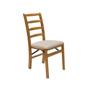 stakmore shaker ladderback folding chair finish, set of 2, oak
