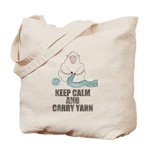 cafepress keep calm and carry yarn tote bag natural canvas tote bag, reusable shopping bag
