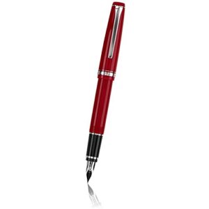 PILOT Falcon Collection Fountain Pen, Red Barrel with Rhodium Accents, Soft Extra Fine Nib, Blue Ink (71620)