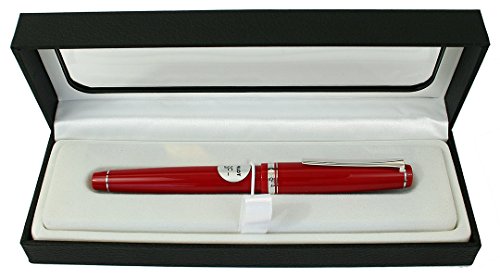 PILOT Falcon Collection Fountain Pen, Red Barrel with Rhodium Accents, Soft Extra Fine Nib, Blue Ink (71620)