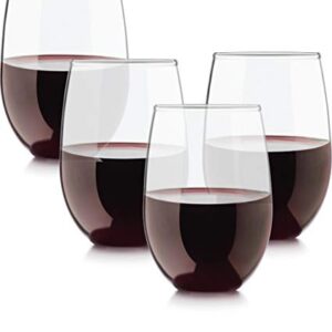 Circleware Stemless Wine Glasses Limited Edition Set of 4, 4 Count (Pack of 1), Clear