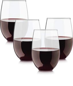 circleware stemless wine glasses limited edition set of 4, 4 count (pack of 1), clear