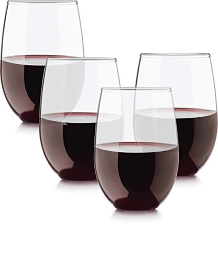 Circleware Stemless Wine Glasses Limited Edition Set of 4, 4 Count (Pack of 1), Clear