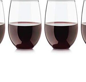 Circleware Stemless Wine Glasses Limited Edition Set of 4, 4 Count (Pack of 1), Clear