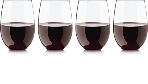 Circleware Stemless Wine Glasses Limited Edition Set of 4, 4 Count (Pack of 1), Clear