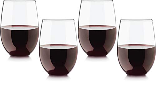 Circleware Stemless Wine Glasses Limited Edition Set of 4, 4 Count (Pack of 1), Clear