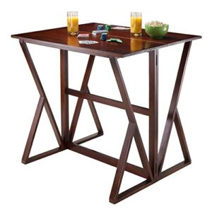 Winsome 3-Piece Harrington Drop Leaf High Table with 2 Cushion Round Seat Stools, 24-Inch, Brown