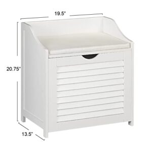 Household Essentials Single Load Hamper Cabinet Seat, White