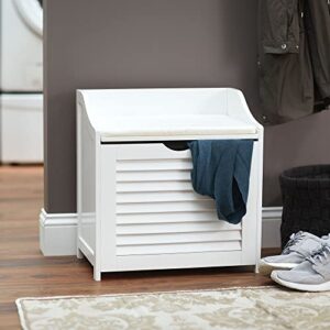 Household Essentials Single Load Hamper Cabinet Seat, White