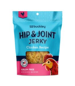buckley functional healthy hip and joint dog jerky treats, chicken, 5 ounce(packaging may vary)