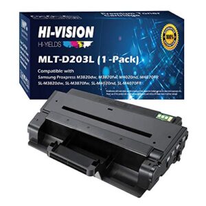 hi-vision® compatible mlt-d203l / xaa high yield laser toner cartridge for samsung proxpress m3320nd, m3370fd, sl-m3820dw, m3870fw, m4020nd, m4070fr printer (203l, black 1 pack)