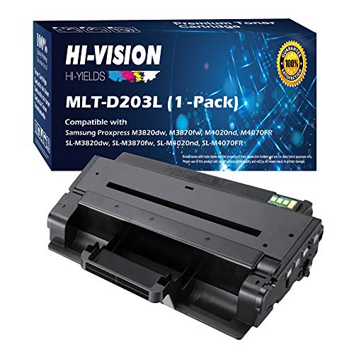 HI-Vision® Compatible MLT-D203L / XAA High Yield Laser Toner Cartridge for Samsung ProXpress M3320ND, M3370FD, SL-M3820DW, M3870FW, M4020ND, M4070FR Printer (203L, Black 1 Pack)