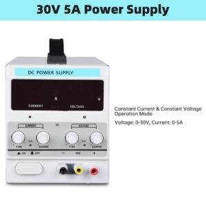 Yescom DC Power Supply Variable 30V 5A Adjustable High Precision Digital w/Power Cord 110V Input