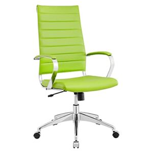 modway jive ribbed high back tall executive swivel office chair with arms in bright green
