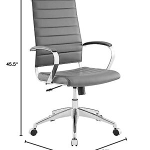 Modway Jive Ribbed High Back Tall Executive Swivel Office Chair With Arms In Gray