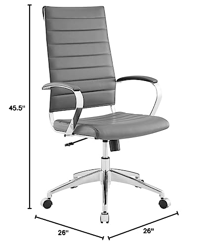 Modway Jive Ribbed High Back Tall Executive Swivel Office Chair With Arms In Gray