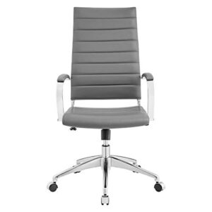 Modway Jive Ribbed High Back Tall Executive Swivel Office Chair With Arms In Gray