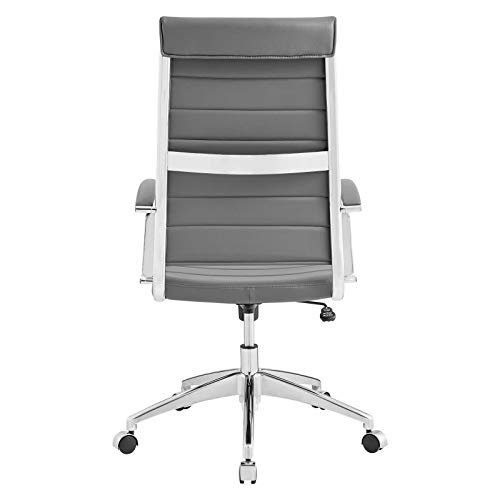 Modway Jive Ribbed High Back Tall Executive Swivel Office Chair With Arms In Gray