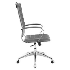 Modway Jive Ribbed High Back Tall Executive Swivel Office Chair With Arms In Gray