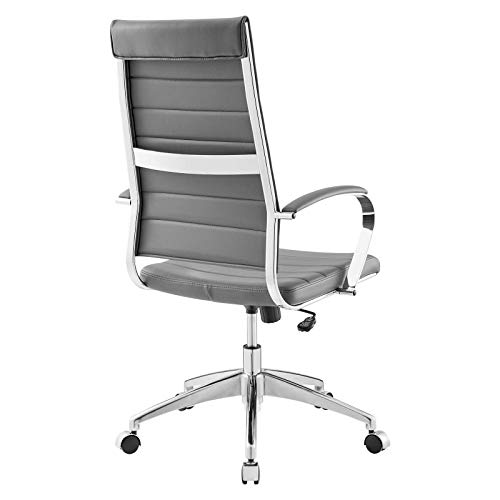 Modway Jive Ribbed High Back Tall Executive Swivel Office Chair With Arms In Gray