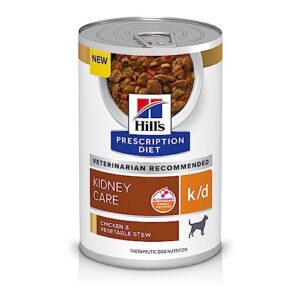 hill's prescription diet k/d kidney care chicken & vegetable stew wet dog food, veterinary diet, 12.5 oz. cans, 12-pack