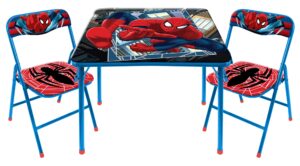 idea nuova marvel spiderman 3 piece children's activity square table and chair set, ages 3+ (nn201039)