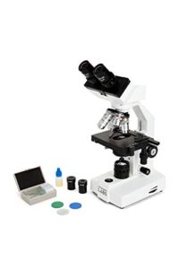 celestron – celestron labs – binocular head compound microscope – 40-2000x magnification – adjustable mechanical stage – includes 2 eyepieces and 10 prepared slides