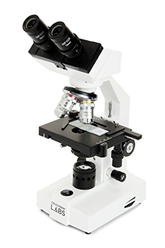 Celestron – Celestron Labs – Binocular Head Compound Microscope – 40-2000x Magnification – Adjustable Mechanical Stage – Includes 2 Eyepieces and 10 Prepared Slides