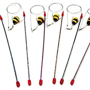 Go Cat Da Bee Teaser Wand from The Maker of Da Bird and Cat Catcher - Gold Glitter Wand