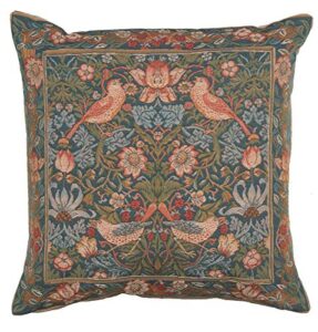 c charlotte home furnishings inc birds face to face ii cushion cover | pure cotton decorative cushion case | 19x19 inch cushion cover for living room couches and sofas | inspired by william morris