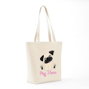 CafePress Pug Mom Tote Bag Natural Canvas Tote Bag, Reusable Shopping Bag