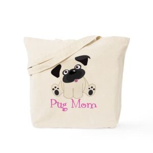 cafepress pug mom tote bag natural canvas tote bag, reusable shopping bag